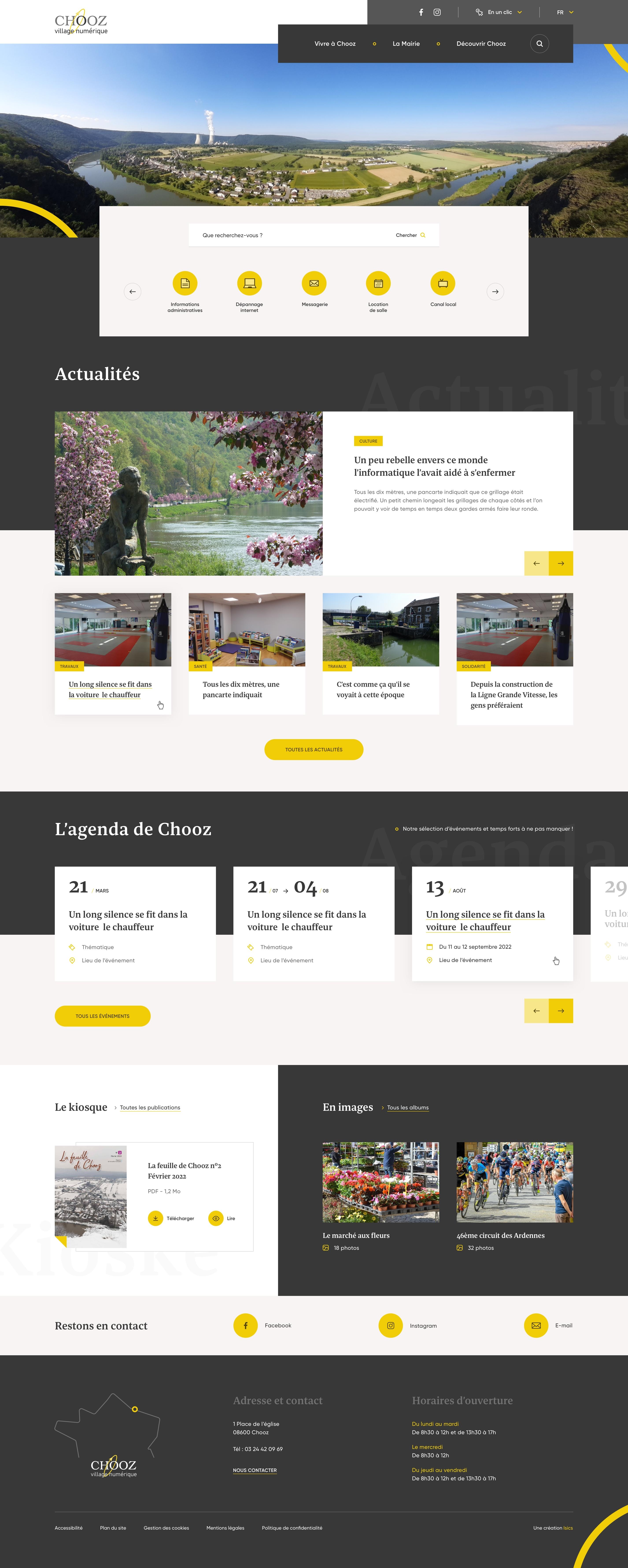 Version desktop du site vitrine de la commune de Chooz réalisé par l'agence web ISICS