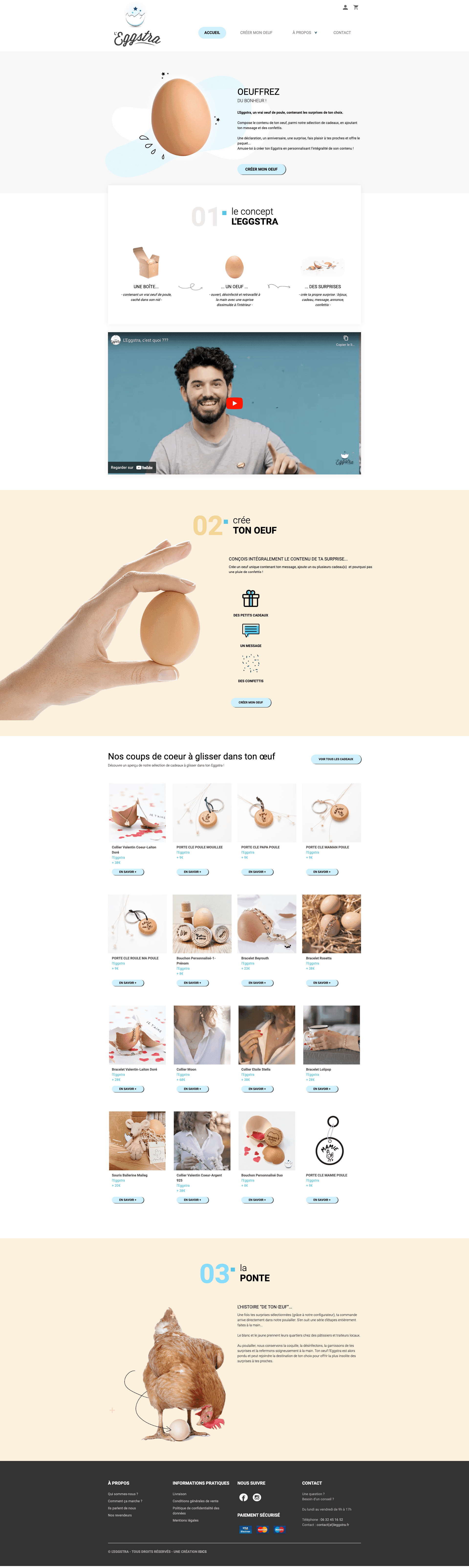 Version desktop de la boutique L'Eggstra réaliséé par l'agence web ISICS