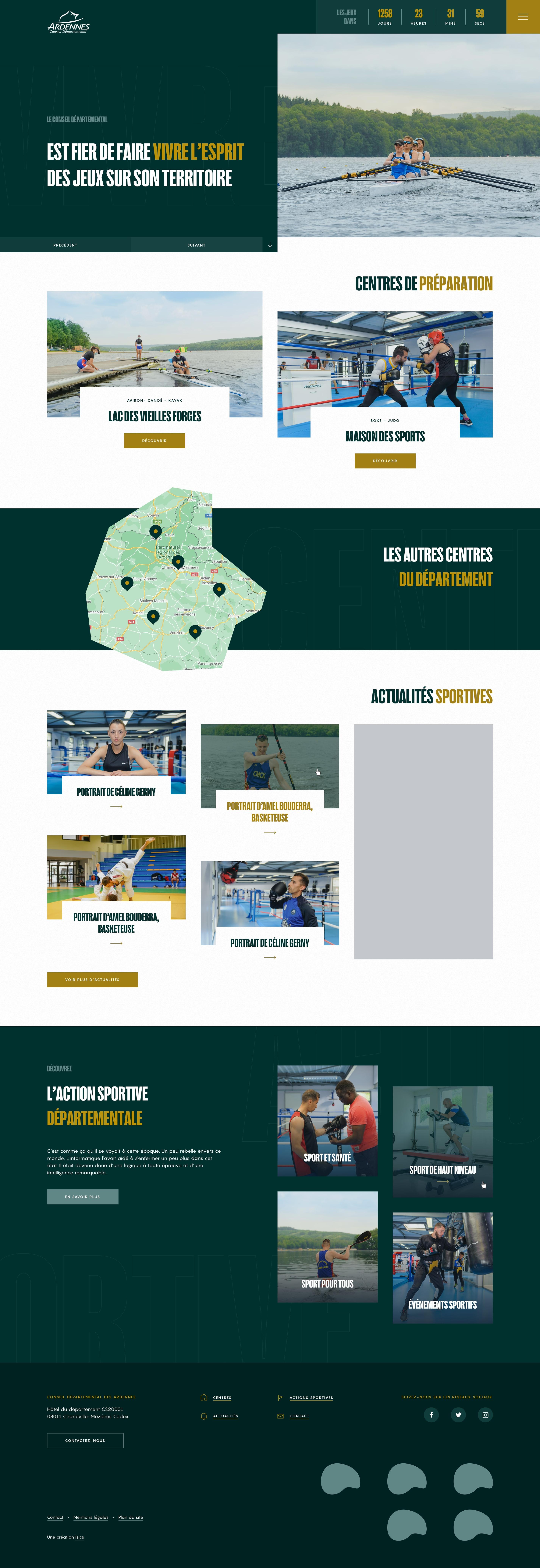 Version desktop du site vitrine Sports en Ardennes réalisé par ISICS