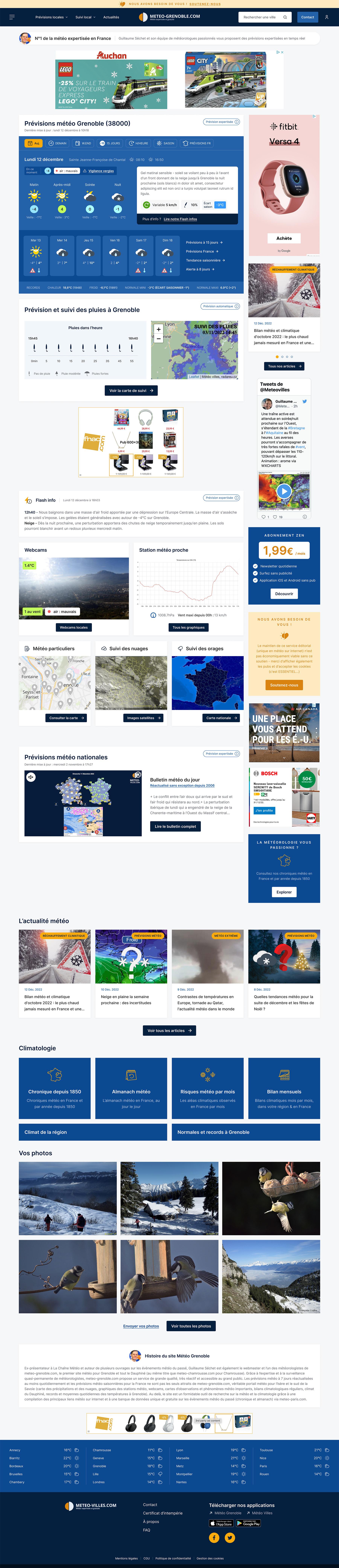 Version desktop du site Météo Villes réalisé par l'agence web ISICS