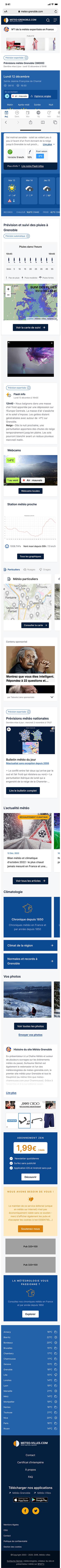 Version mobile du site Météo Villes réalisé par l'agence web ISICS